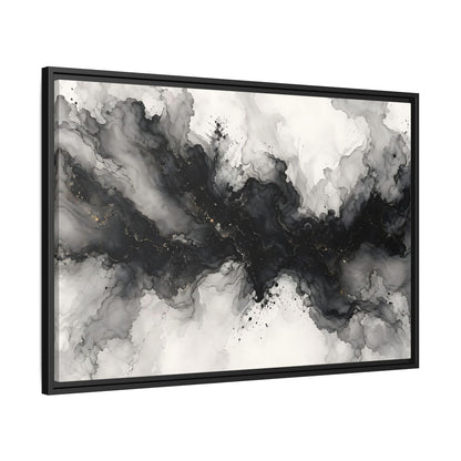 Side Mockup 13. Abstract Ink Texture Black And Gold Ink shown as stretched canvas wall art