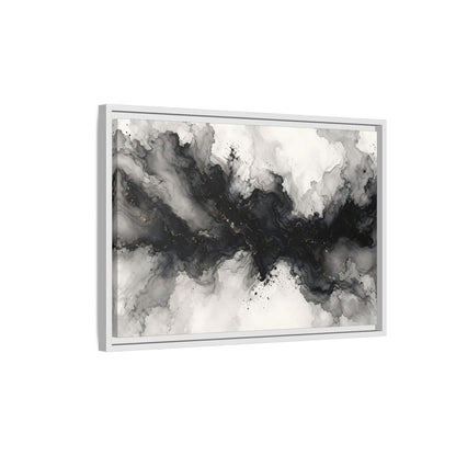 Side Mockup 1. Abstract Ink Texture Black And Gold Ink shown as stretched canvas wall art