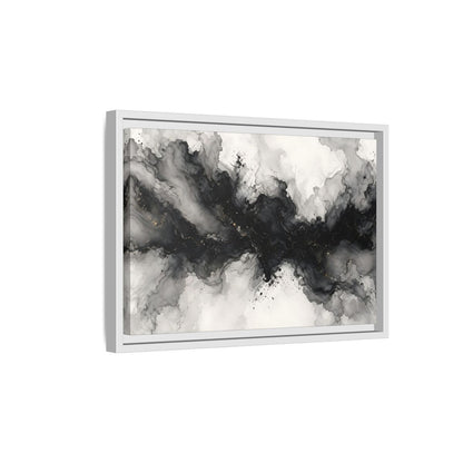 Side Mockup 4. Abstract Ink Texture Black And Gold Ink shown as stretched canvas wall art