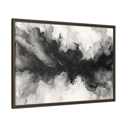 Main Mockup. Abstract Ink Texture Black And Gold Ink shown as stretched canvas wall art