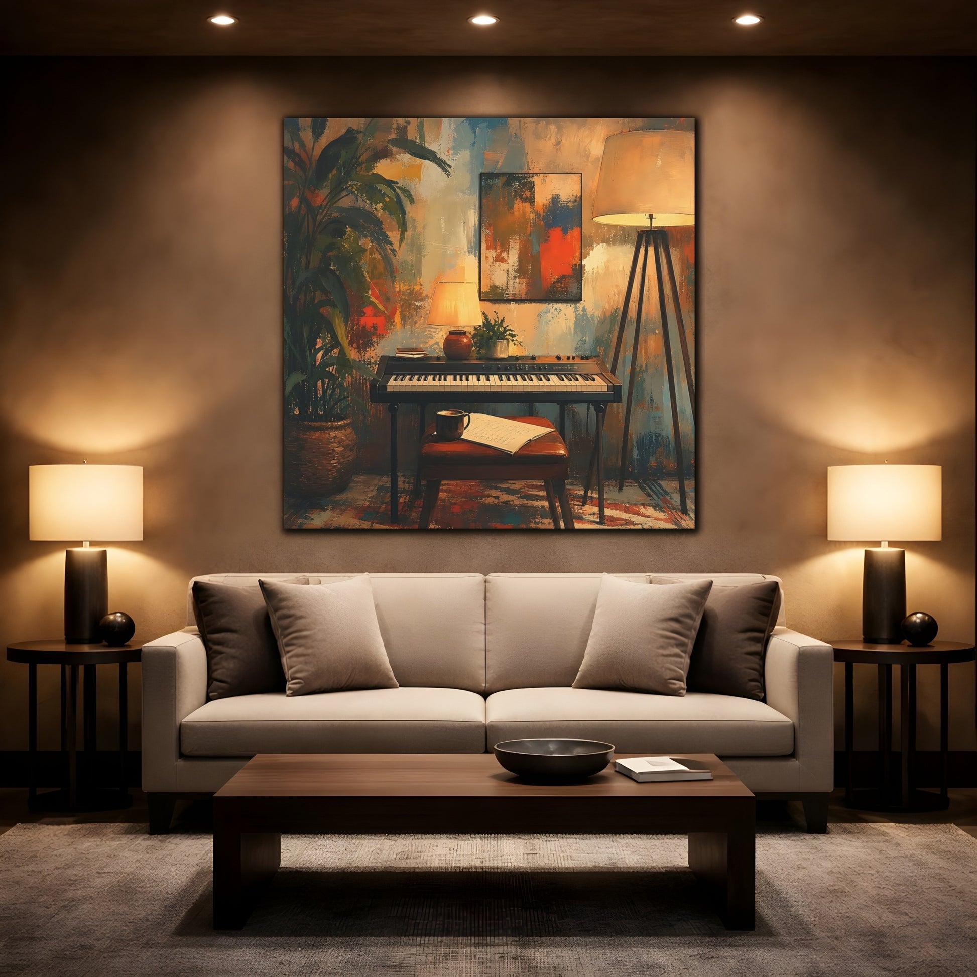 Mockup 2. Abstract Keyboard Abstract Music Room shown as canvas print