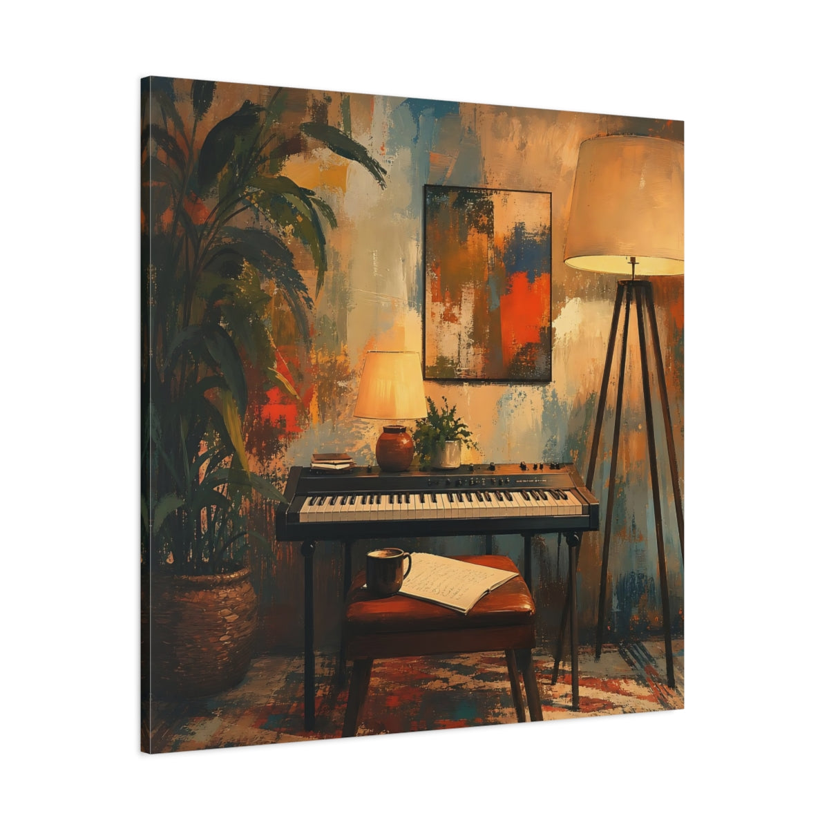 Side Mockup 1. Abstract Keyboard Abstract Music Room shown as canvas print