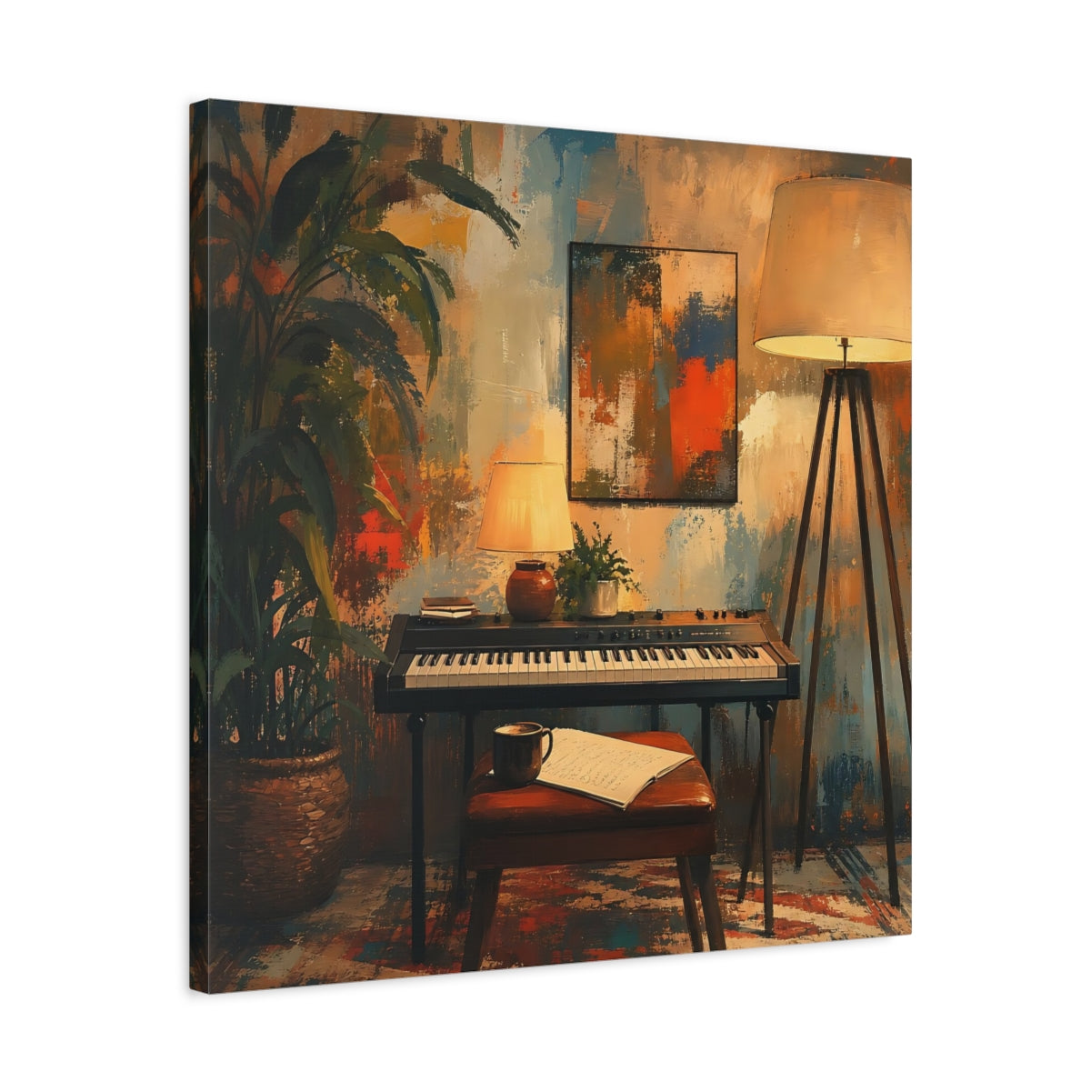 Side Mockup 4. Abstract Keyboard Abstract Music Room shown as canvas print