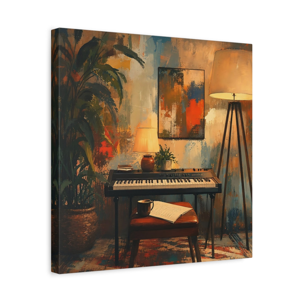 Side Mockup 6. Abstract Keyboard Abstract Music Room shown as canvas print