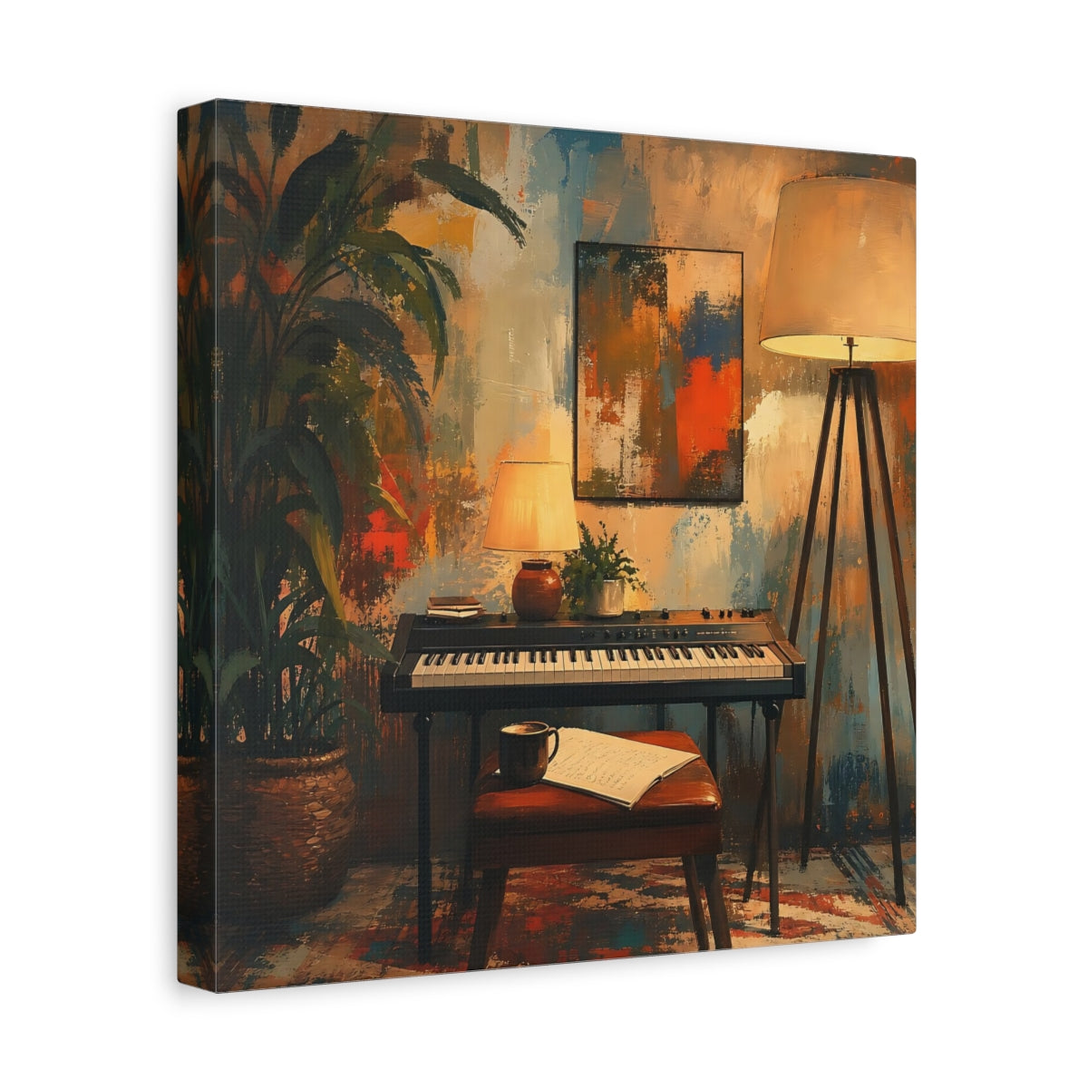 Side Mockup 8. Abstract Keyboard Abstract Music Room shown as canvas print