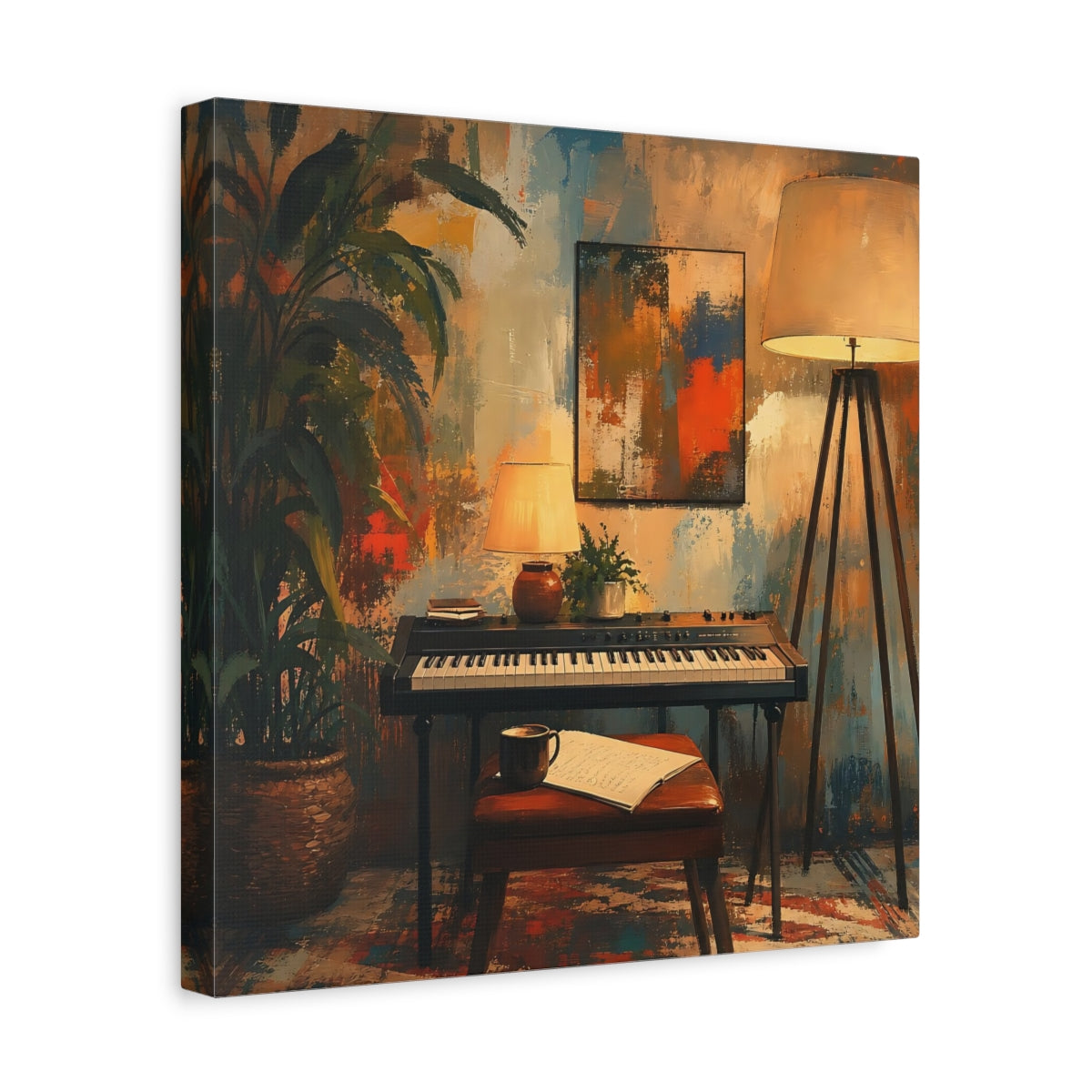Side Mockup 7. Abstract Keyboard Abstract Music Room shown as canvas print