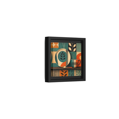 Side Mockup 24. Abstract Kitchenware Teal Orange Abstract shown as stretched canvas wall art