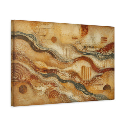 Side Mockup 3. Abstract Layered Waves Fresco shown as canvas print