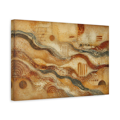 Side Mockup 4. Abstract Layered Waves Fresco shown as canvas print