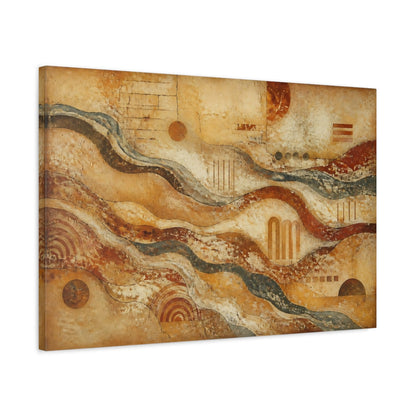 Side Mockup 2. Abstract Layered Waves Fresco shown as canvas print