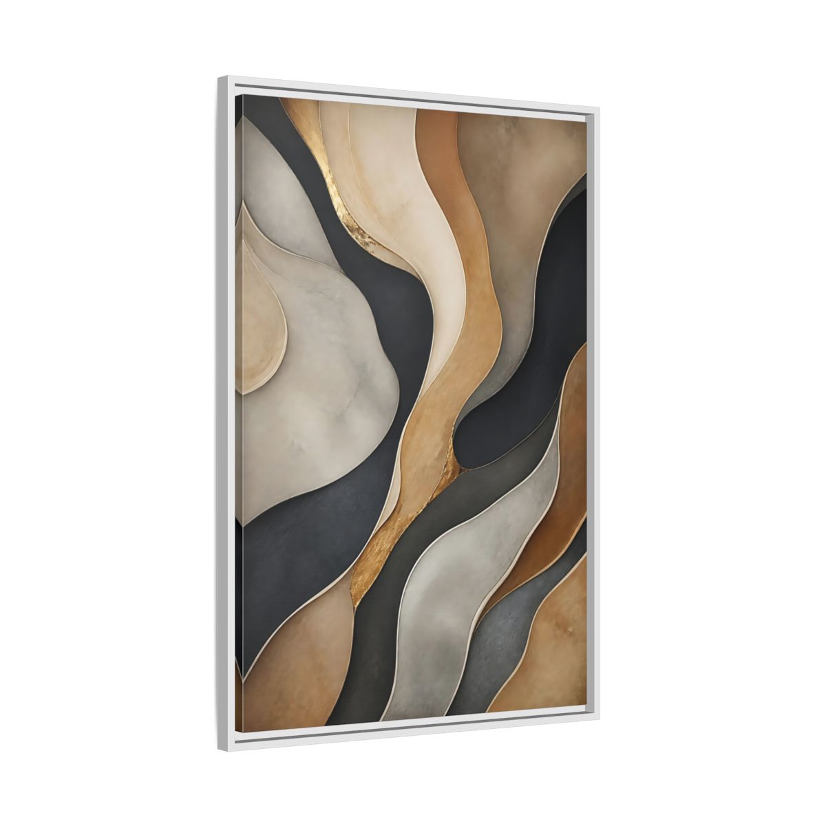 Side Mockup 9. Abstract Abstract Layers Neutral Gold Abstract shown as stretched canvas wall art
