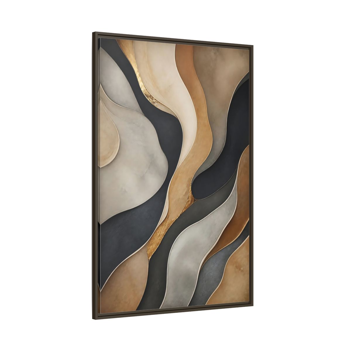 Side Mockup 8. Abstract Abstract Layers Neutral Gold Abstract shown as stretched canvas wall art
