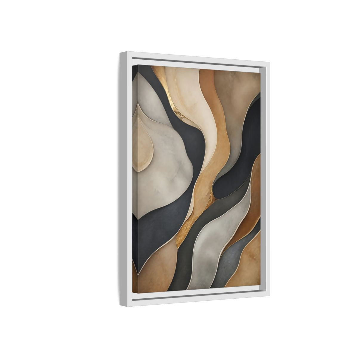 Side Mockup 4. Abstract Abstract Layers Neutral Gold Abstract shown as stretched canvas wall art