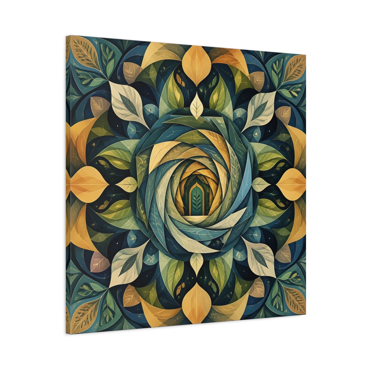 Main Mockup. Abstract Leaf Mandala Portal shown as canvas print