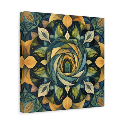 Side Mockup 8. Abstract Leaf Mandala Portal shown as canvas print
