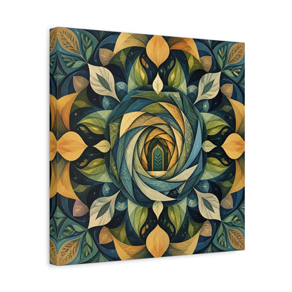 Side Mockup 6. Abstract Leaf Mandala Portal shown as canvas print