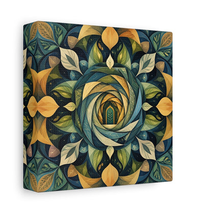 Side Mockup 2. Abstract Leaf Mandala Portal shown as canvas print