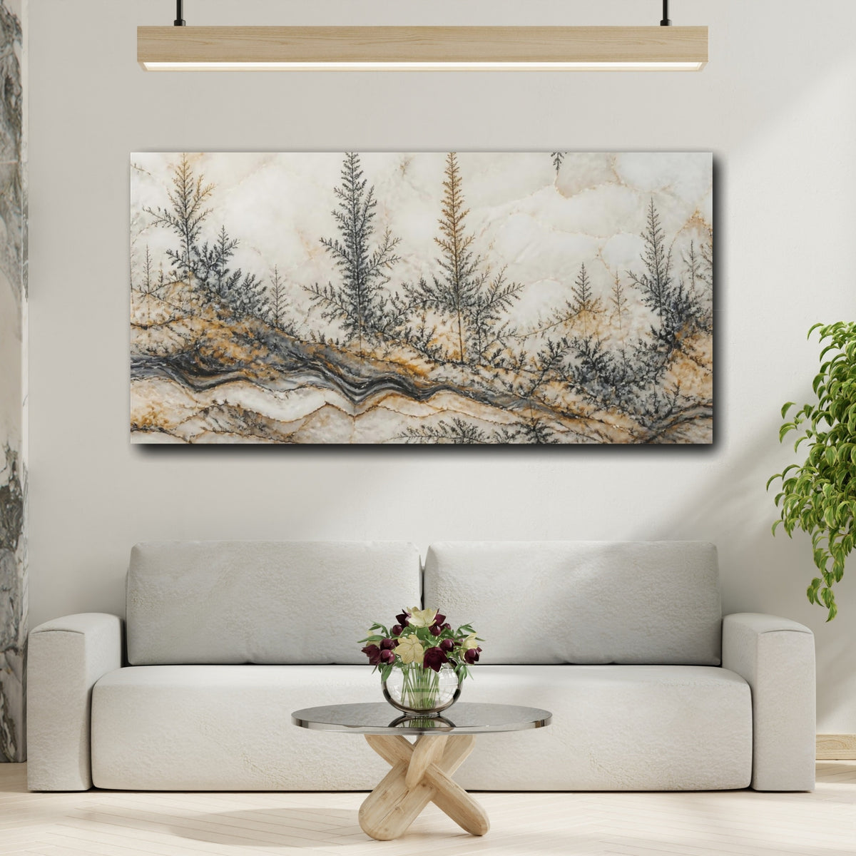 Mockup 2. Abstract Limestone Dendrites shown as canvas print
