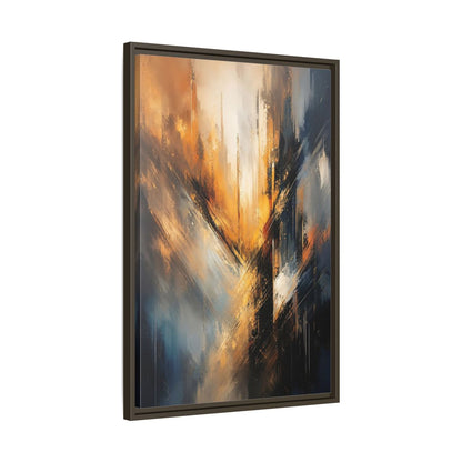 Orange Blue Abstract Lines Gallery-Wrapped Canvas Wall Art Print - Modern Living Room Decor shown as canvas wall art