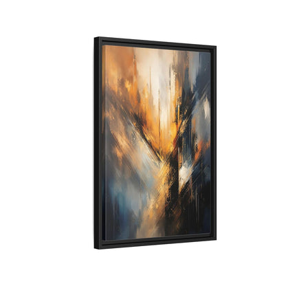 Orange Blue Abstract Lines Gallery-Wrapped Canvas Wall Art Print - Modern Living Room Decor shown as canvas wall art
