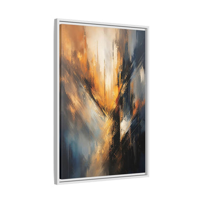 Orange Blue Abstract Lines Gallery-Wrapped Canvas Wall Art Print - Modern Living Room Decor shown as canvas wall art