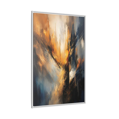 Orange Blue Abstract Lines Gallery-Wrapped Canvas Wall Art Print - Modern Living Room Decor shown as canvas wall art