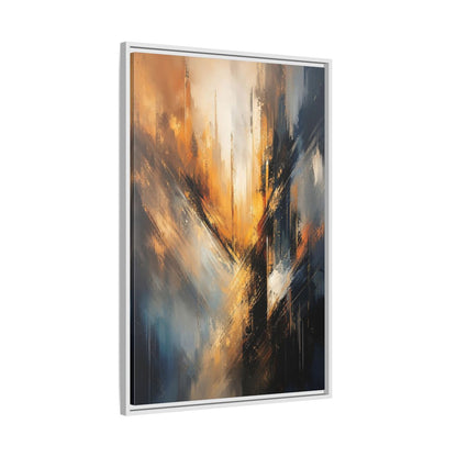 Orange Blue Abstract Lines Gallery-Wrapped Canvas Wall Art Print - Modern Living Room Decor shown as canvas wall art
