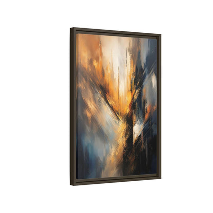 Orange Blue Abstract Lines Gallery-Wrapped Canvas Wall Art Print - Modern Living Room Decor shown as canvas wall art