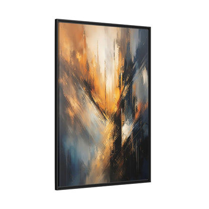 Orange Blue Abstract Lines Gallery-Wrapped Canvas Wall Art Print - Modern Living Room Decor shown as canvas wall art