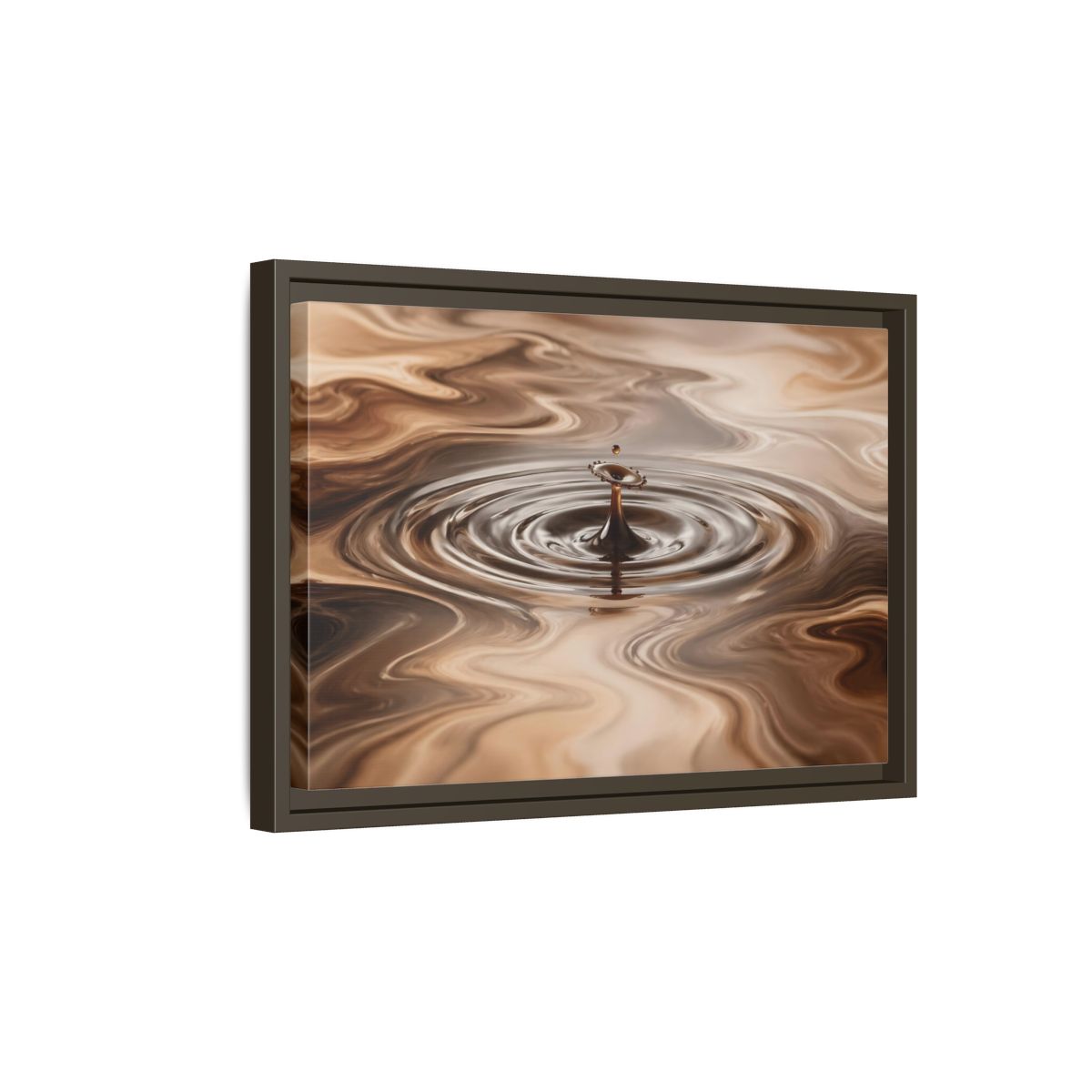 Side Mockup 5. Abstract Liquid Drop Brown Liquid Abstract shown as stretched canvas wall art
