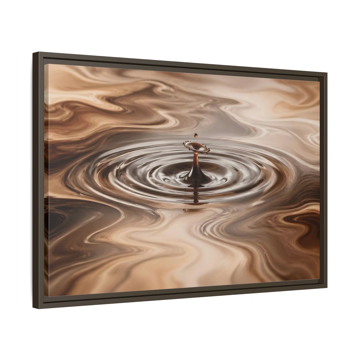 Side Mockup 11. Abstract Liquid Drop Brown Liquid Abstract shown as stretched canvas wall art