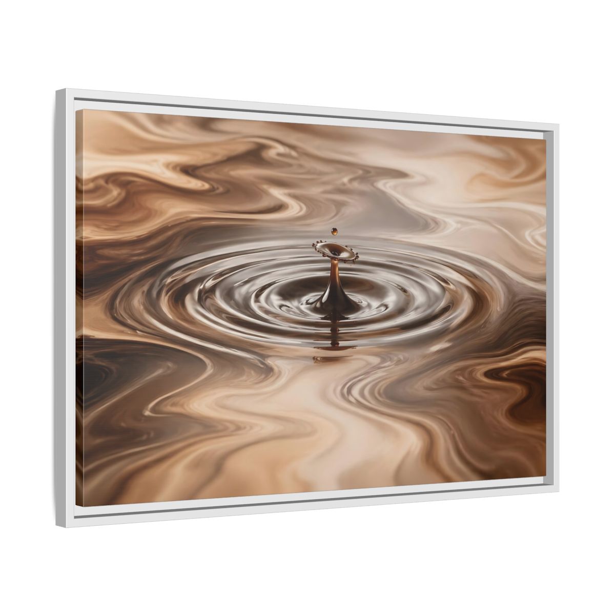 Side Mockup 10. Abstract Liquid Drop Brown Liquid Abstract shown as stretched canvas wall art