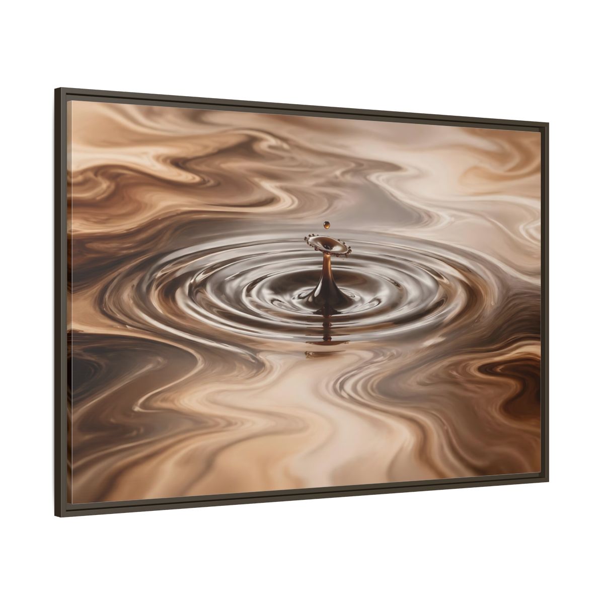 Side Mockup 8. Abstract Liquid Drop Brown Liquid Abstract shown as stretched canvas wall art