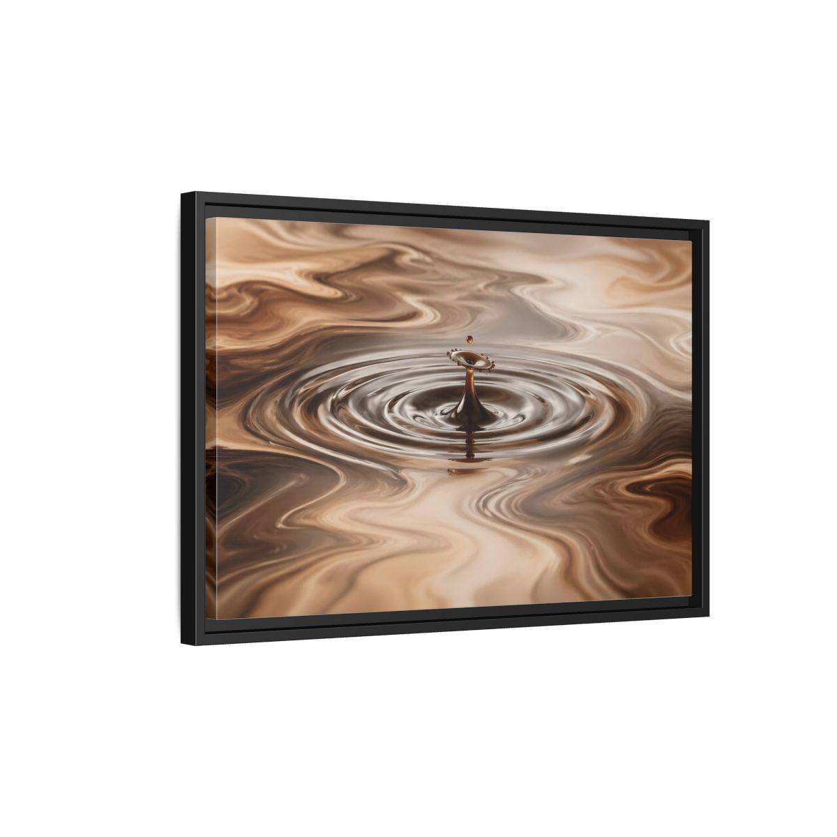 Side Mockup 3. Abstract Liquid Drop Brown Liquid Abstract shown as stretched canvas wall art