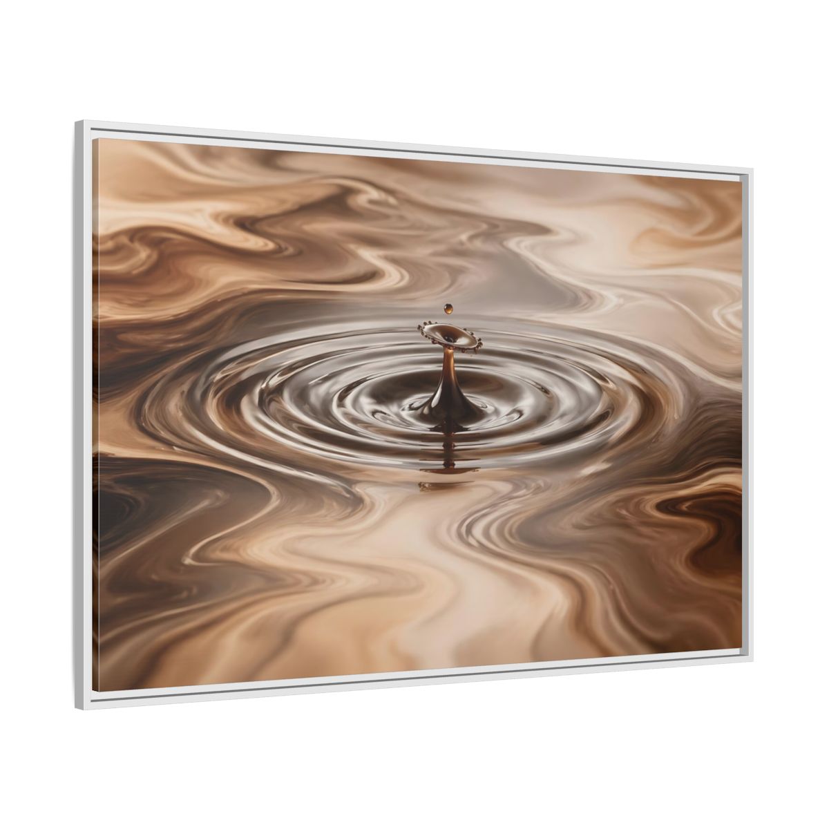 Side Mockup 7. Abstract Liquid Drop Brown Liquid Abstract shown as stretched canvas wall art