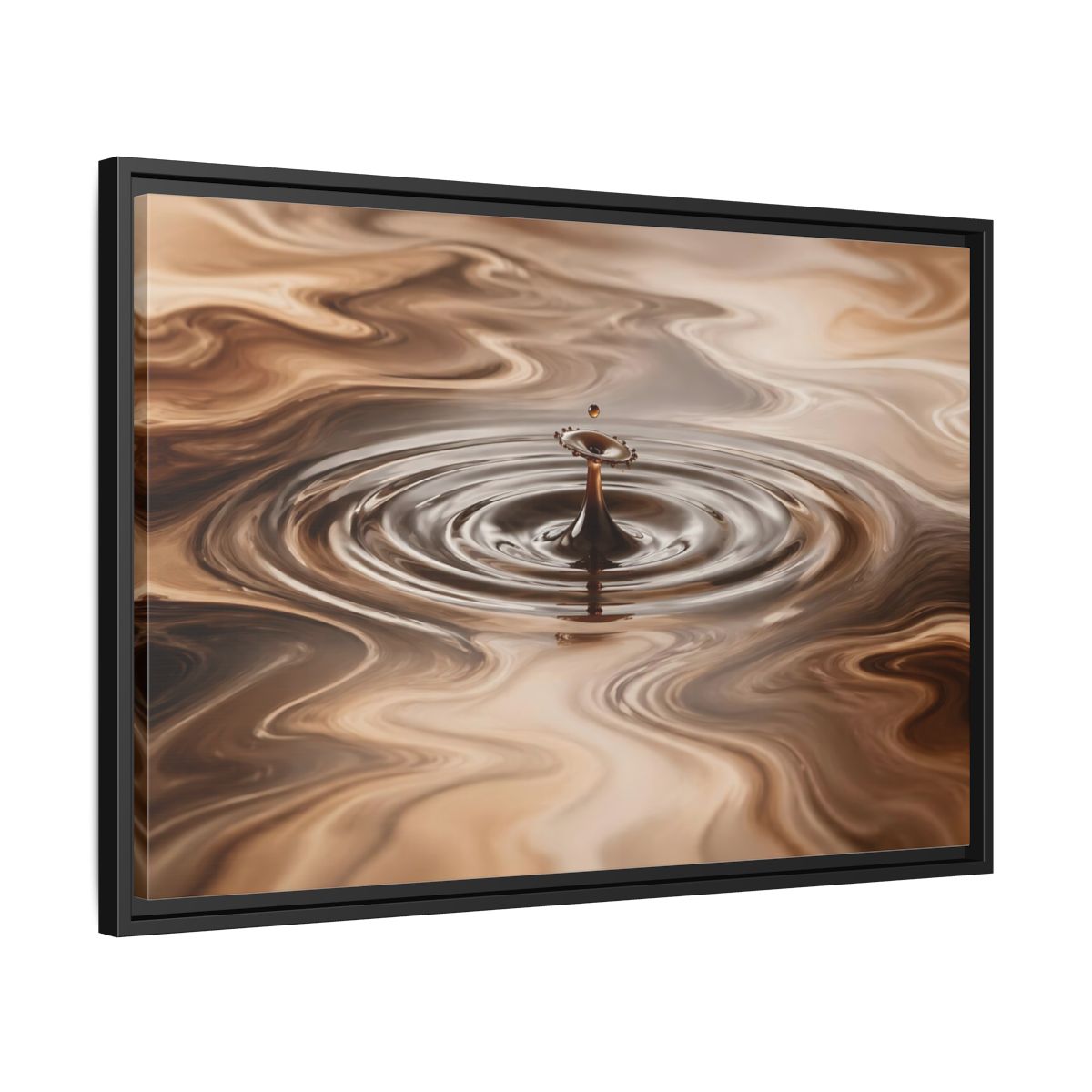 Side Mockup 14. Abstract Liquid Drop Brown Liquid Abstract shown as stretched canvas wall art