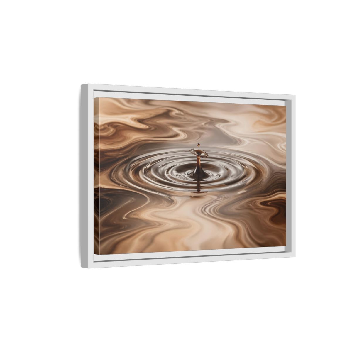 Side Mockup 4. Abstract Liquid Drop Brown Liquid Abstract shown as stretched canvas wall art
