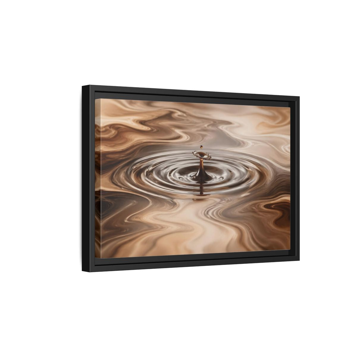 Side Mockup 6. Abstract Liquid Drop Brown Liquid Abstract shown as stretched canvas wall art