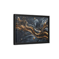 Side Mockup 6. Abstract Liquid Gold Gold And Black Abstract shown as stretched canvas wall art