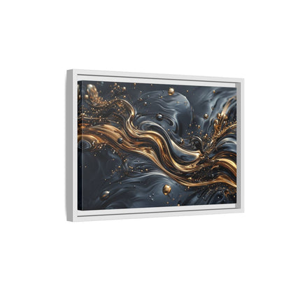 Side Mockup 4. Abstract Liquid Gold Gold And Black Abstract shown as stretched canvas wall art