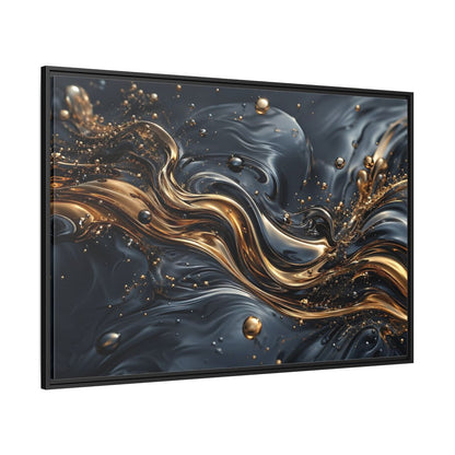 Side Mockup 12. Abstract Liquid Gold Gold And Black Abstract shown as stretched canvas wall art