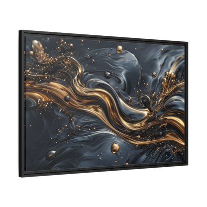 Side Mockup 13. Abstract Liquid Gold Gold And Black Abstract shown as stretched canvas wall art