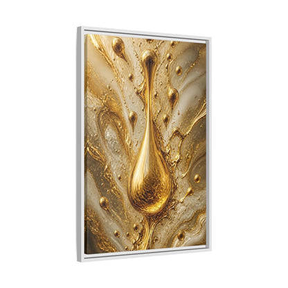Abstract Liquid Gold Framed Canvas Wall Art - Living Room, Above Console Table shown as canvas wall art