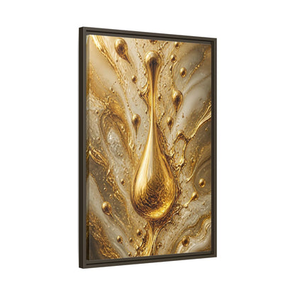Abstract Liquid Gold Framed Canvas Wall Art - Living Room, Above Console Table shown as canvas wall art