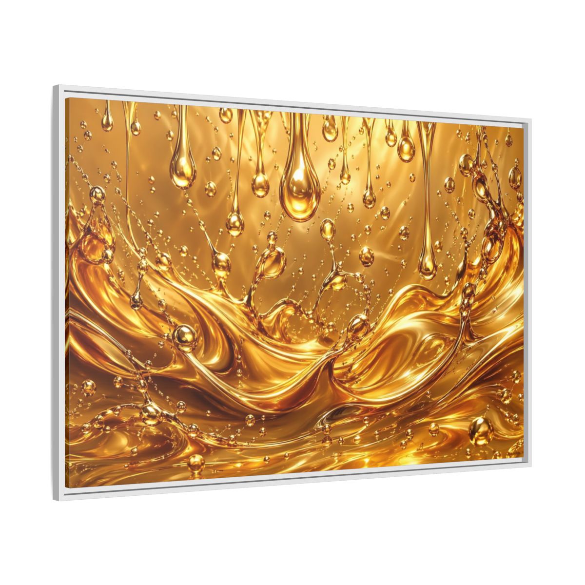 Side Mockup 7. Abstract Liquid Gold Gold Abstract shown as stretched canvas wall art