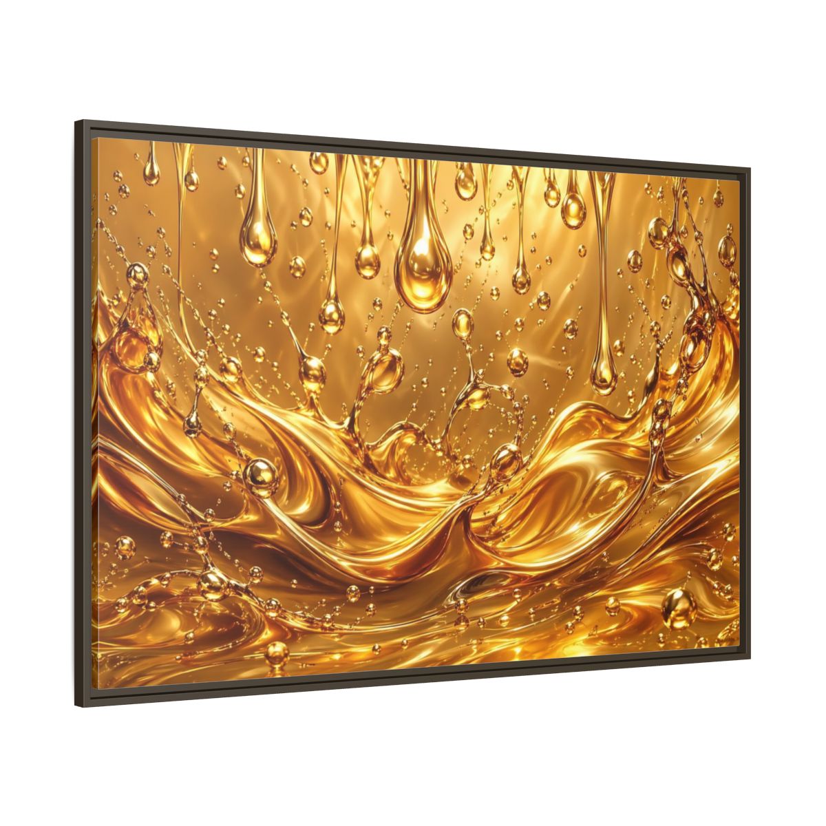 Side Mockup 8. Abstract Liquid Gold Gold Abstract shown as stretched canvas wall art