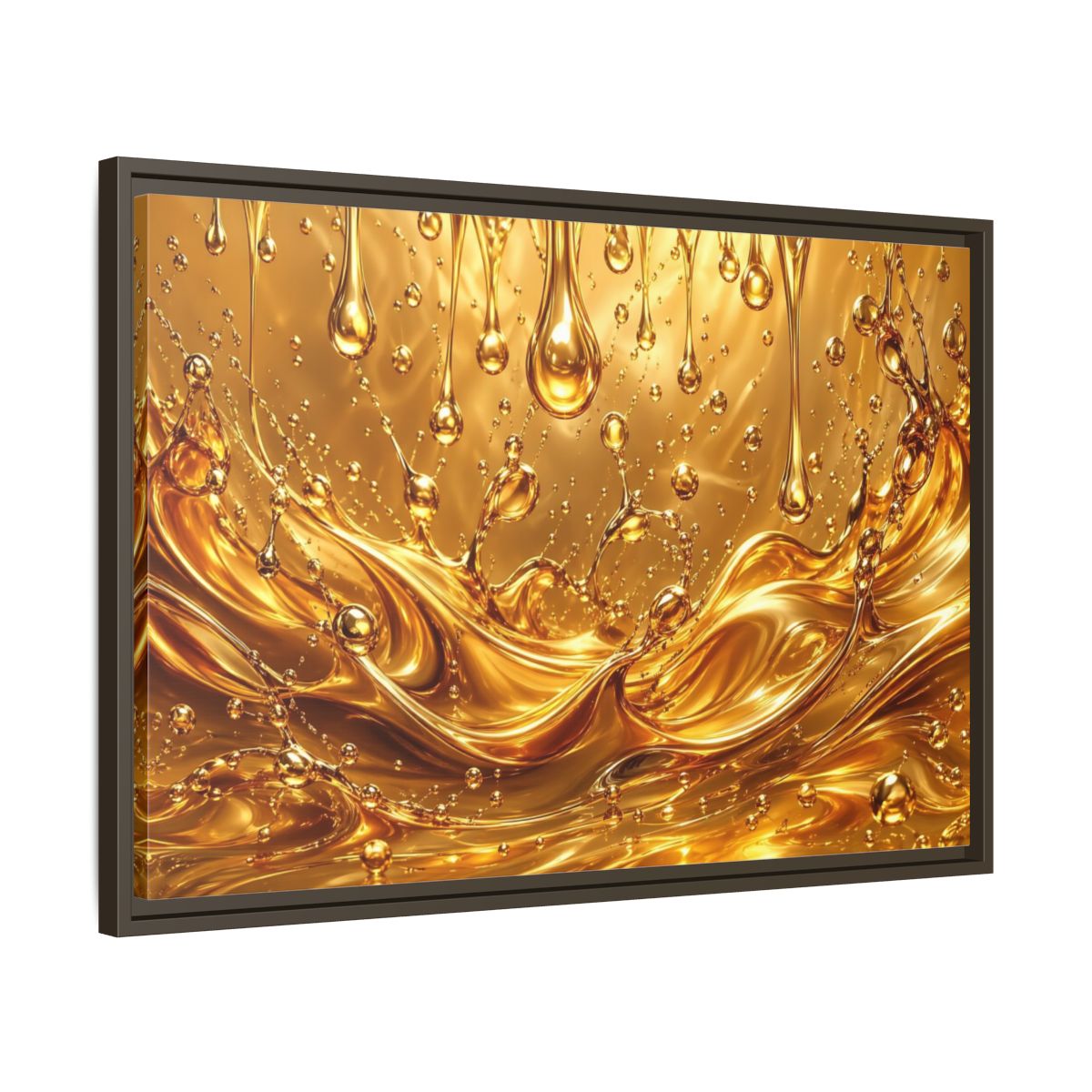Side Mockup 11. Abstract Liquid Gold Gold Abstract shown as stretched canvas wall art