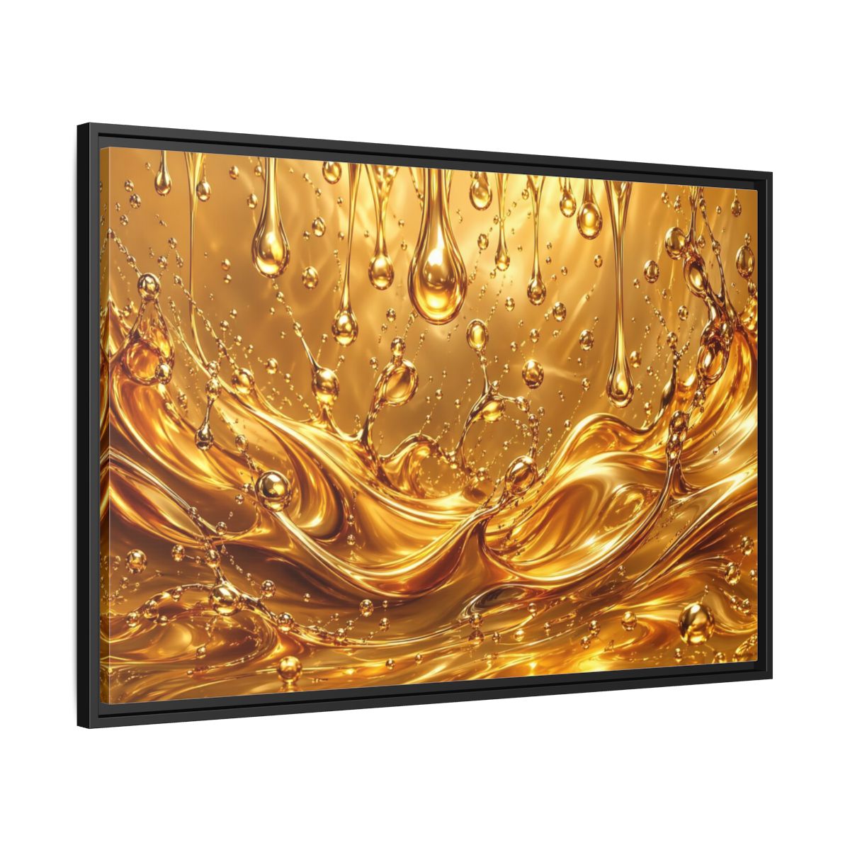 Side Mockup 13. Abstract Liquid Gold Gold Abstract shown as stretched canvas wall art
