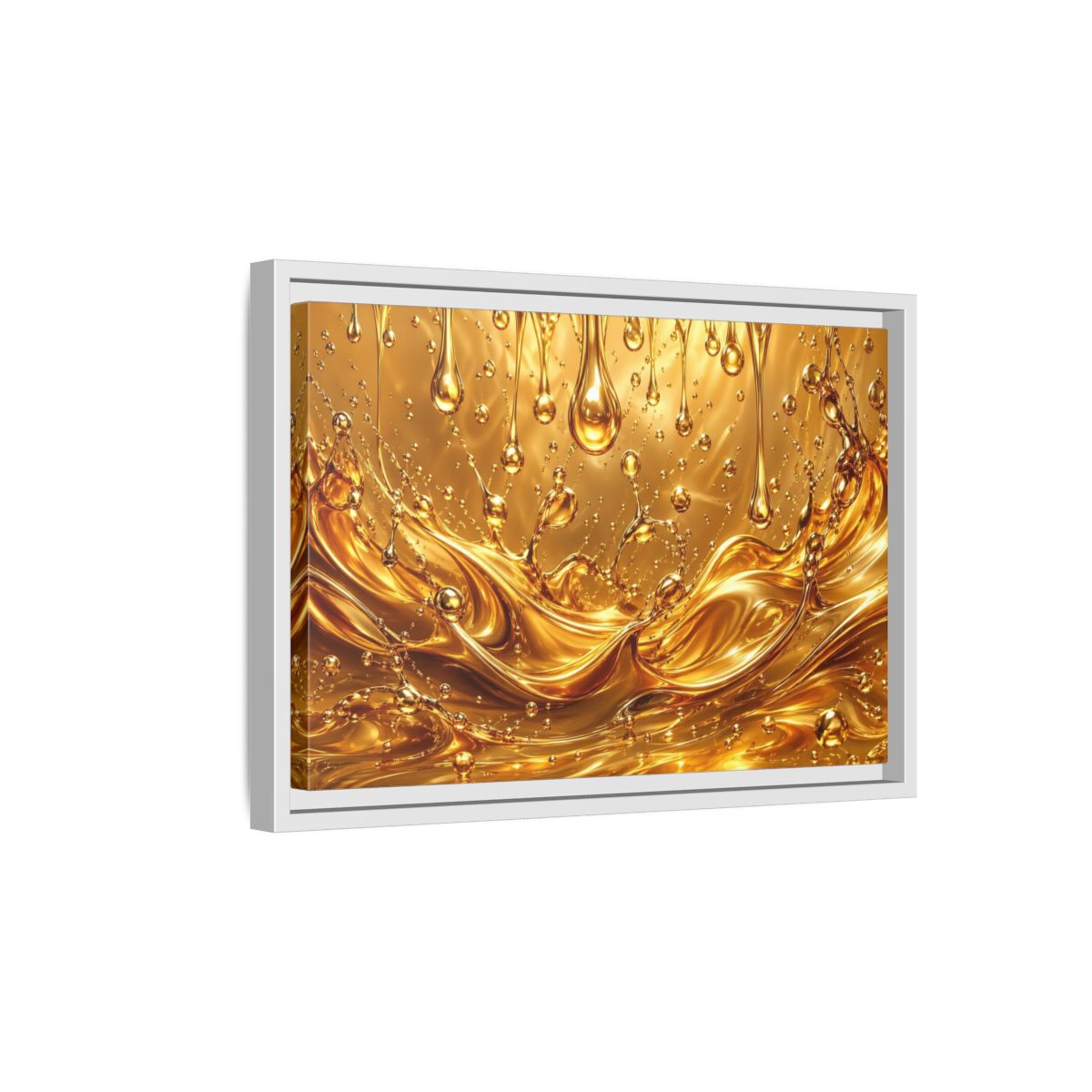 Side Mockup 4. Abstract Liquid Gold Gold Abstract shown as stretched canvas wall art