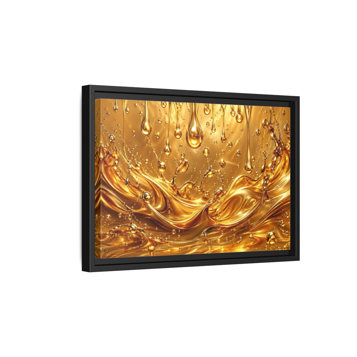 Side Mockup 6. Abstract Liquid Gold Gold Abstract shown as stretched canvas wall art
